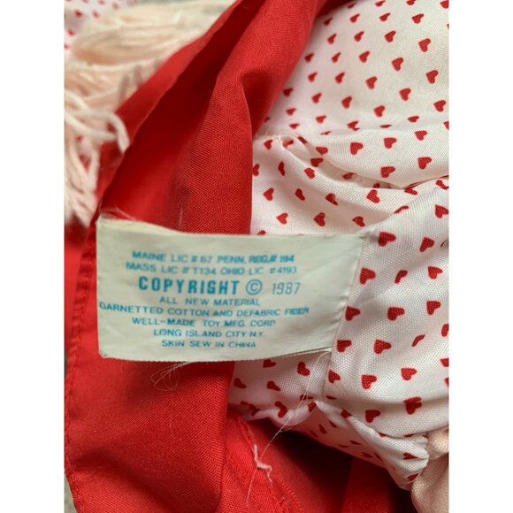 Vintage Well Made "I Love You" Rag Doll 15" White & Red Heart Outfit‎ - Picture 7 of 8